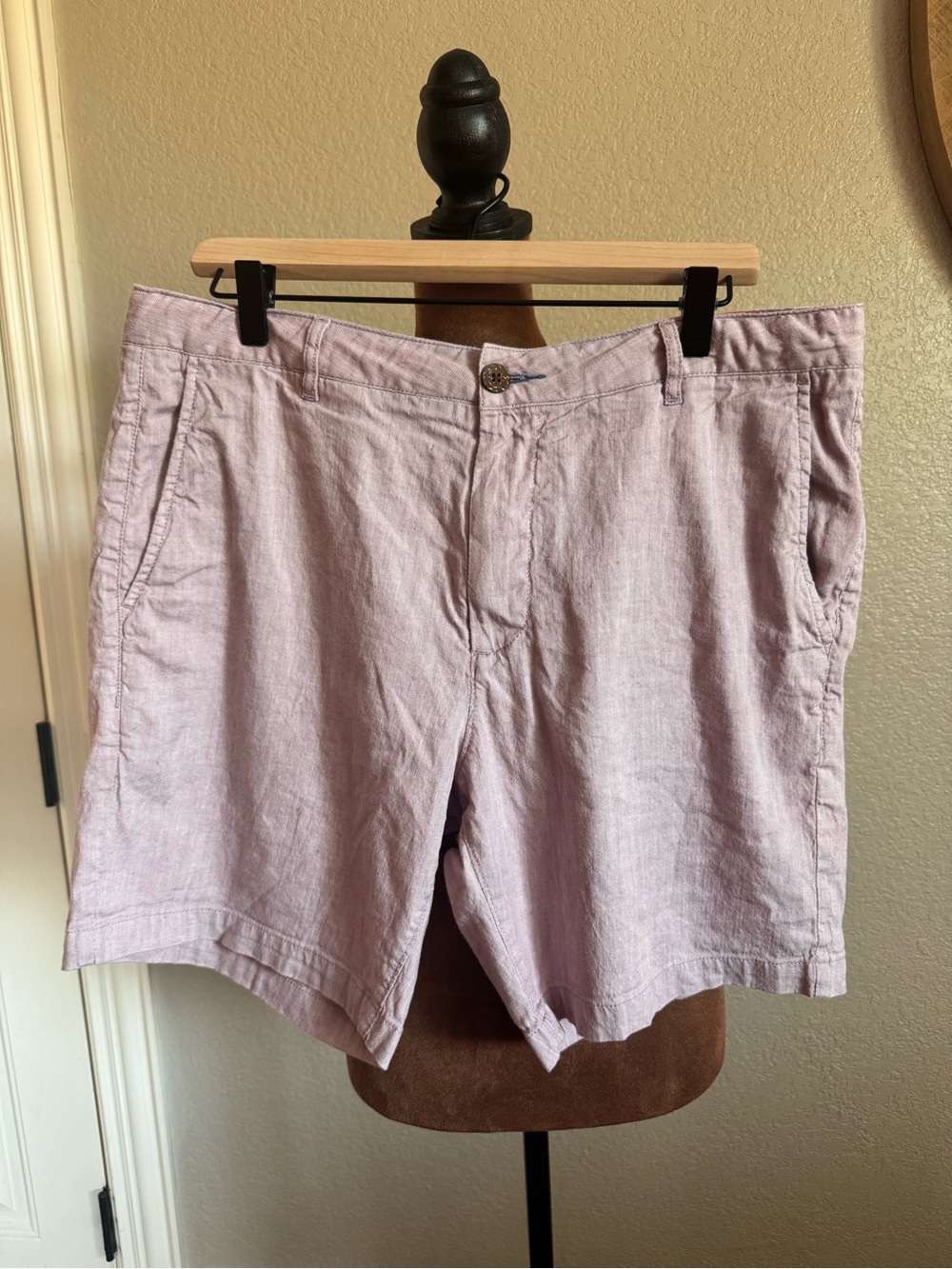 Faherty Brand Mens 34 Linen Organic Cotton Shorts Dusty Lavender Lilac Chino